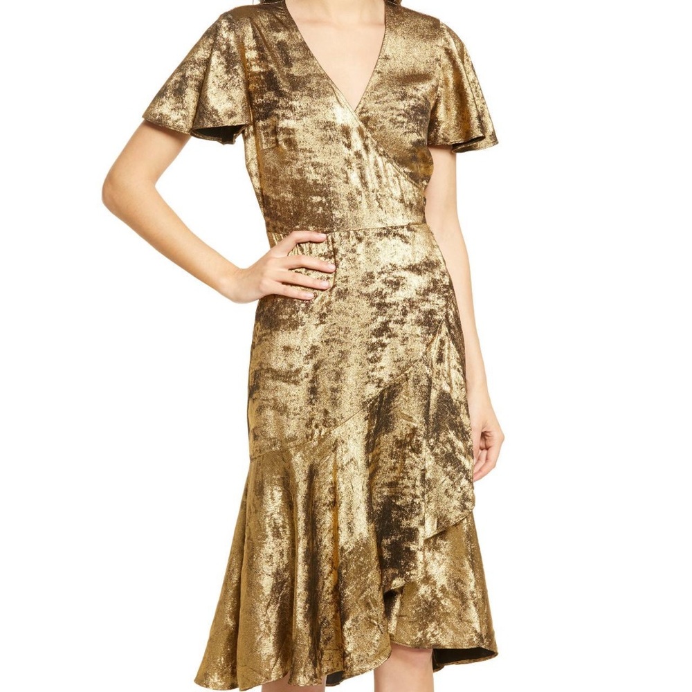 Chelsea28 Gold Black High Low Cocktail Dress Sleeveless Size M
